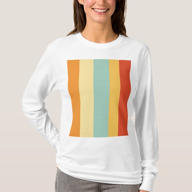 Retro striped color pattern T-Shirt (Front)