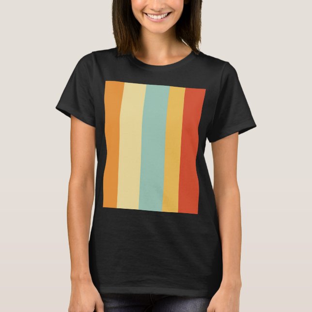 Retro striped color pattern T-Shirt (Front)