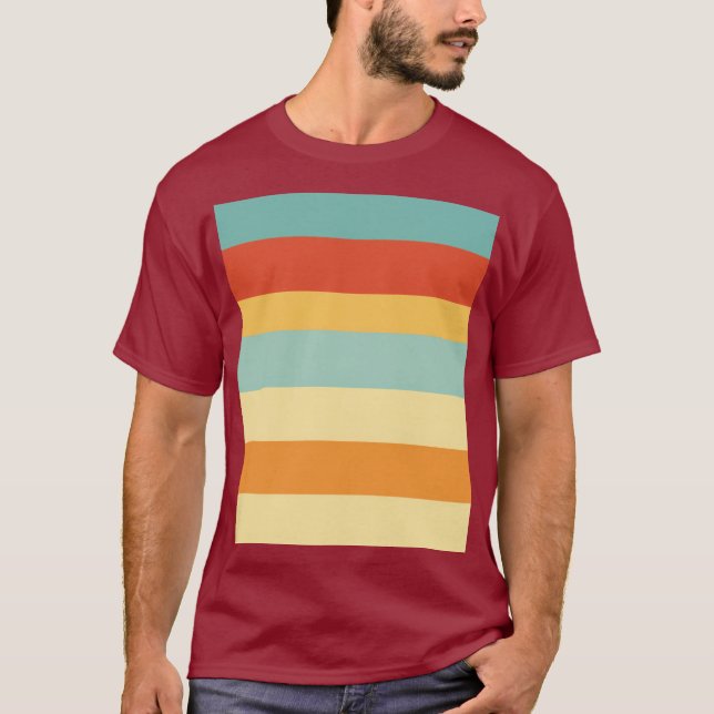 Retro striped color pattern T-Shirt (Front)