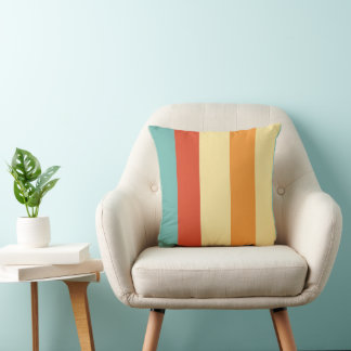 Retro striped color pattern throw pillow