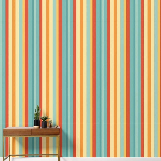 Retro striped color pattern wallpaper  (Hallway)