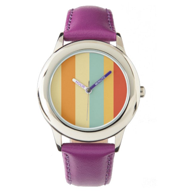 Retro striped color pattern watch (Front)