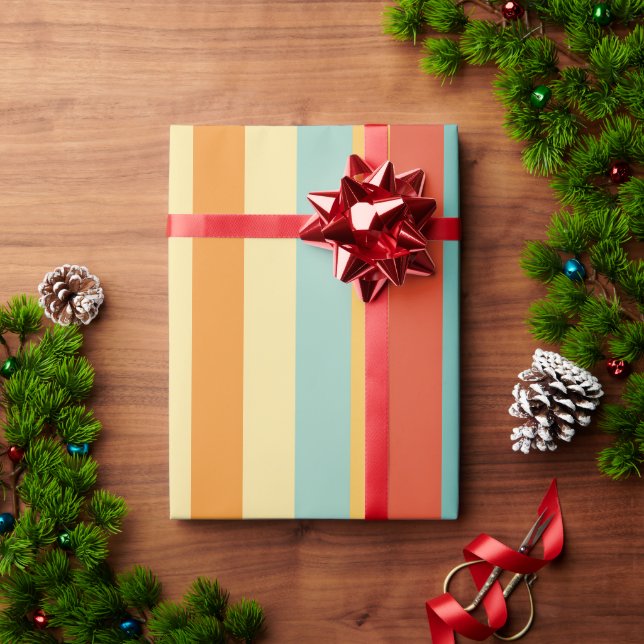 Retro striped color pattern wrapping paper (Holiday Gift)