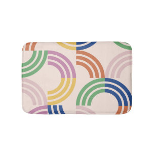 Retro Striped Curves Geometric Background Bath Mat