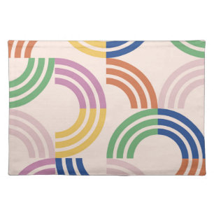 Retro Striped Curves Geometric Background Cloth Placemat