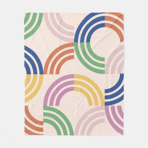 Retro Striped Curves Geometric Background Fleece Blanket