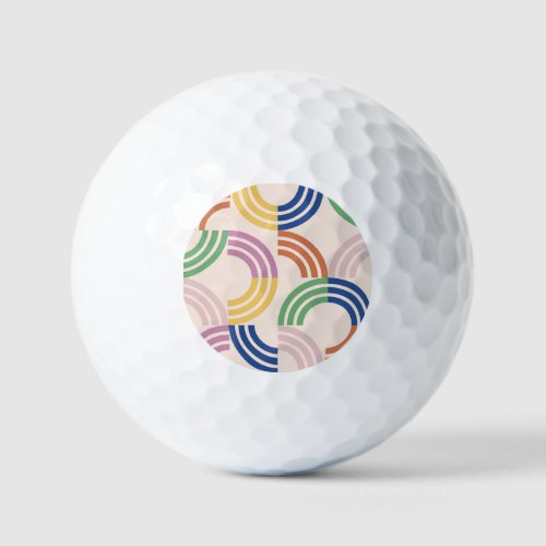 Retro Striped Curves Geometric Background Golf Balls