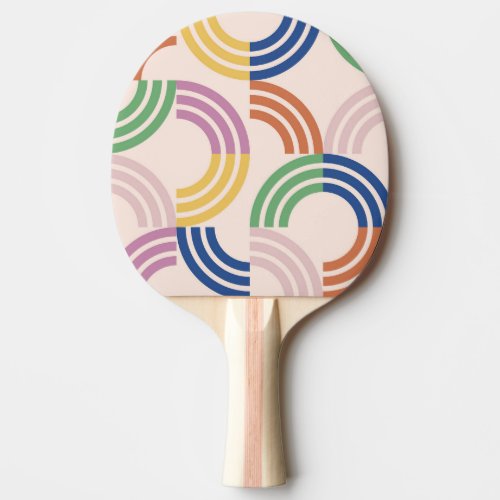 Retro Striped Curves Geometric Background Ping Pong Paddle