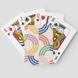 Retro Striped Curves Geometric Background Poker Cards