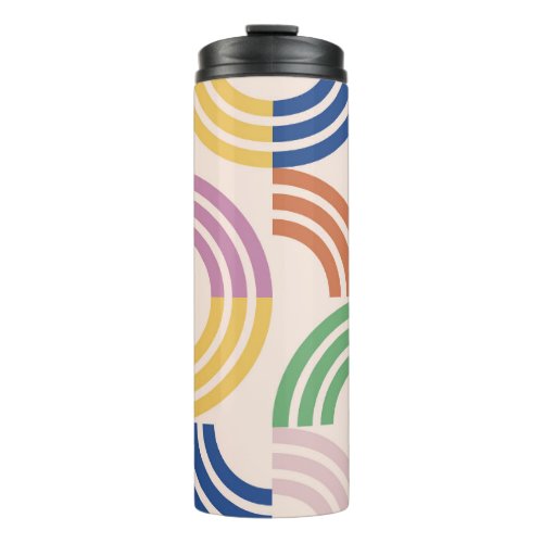 Retro Striped Curves Geometric Background Thermal Tumbler