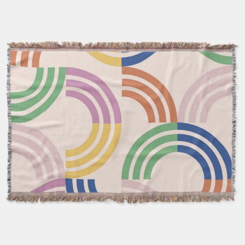 Retro Striped Curves Geometric Background Throw Blanket