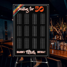 Retro Striped Fifty Birthday Seating Sign