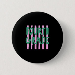 Retro striped fourth grade back to school 4th button