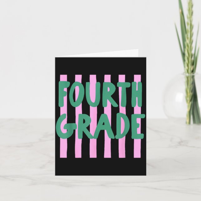 Retro striped fourth grade back to school 4th card (Front)
