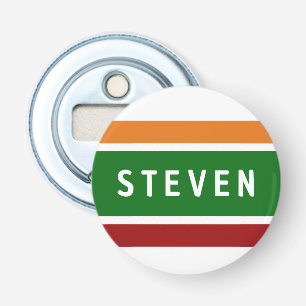 Retro Striped Golf Dad First Name Weekend Scramble Bottle Opener