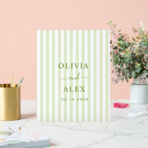 Retro Striped Green Personalized Wedding Acrylic Sign