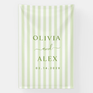 Retro Striped Green Personalized Wedding Banner