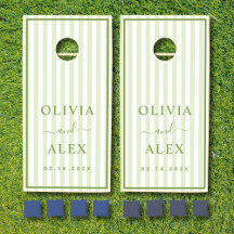 Retro Striped Green Personalized Wedding 