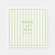 Retro Striped Green Personalized Wedding 