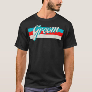Retro Striped Groom Groomsmen Engaged Wedding Brid T-Shirt