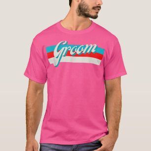 Retro Striped Groom Groomsmen Engaged Wedding Brid T-Shirt
