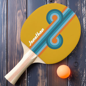 Retro Striped Looped with Name Ping Pong Paddle