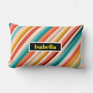 Retro Striped Lumbar Pillow | Colorful Geometric