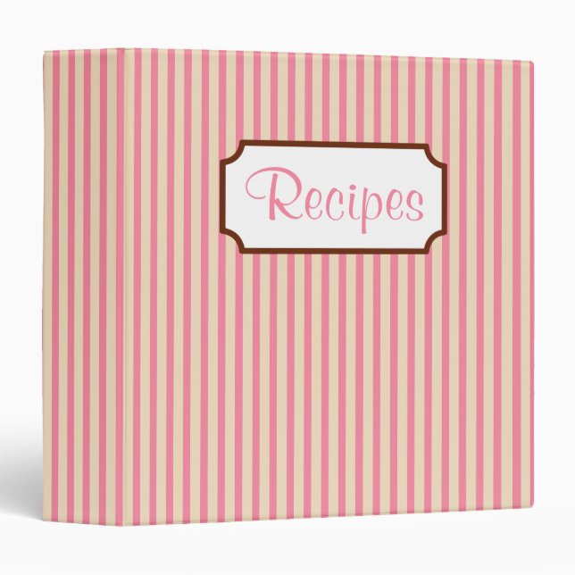 Retro Striped Recipe Binder (Front/Spine)