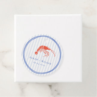 Retro Striped Red Blue Lobster Coastal Wedding Favor Tags
