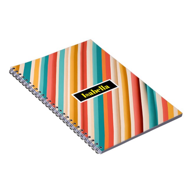 Retro Striped Spiral Notebook | Colorful Geometric (Right Side)