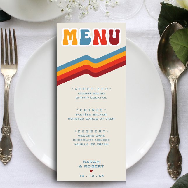 Retro Striped Wedding Reception Menu (Retro Striped Wedding Reception Menu)