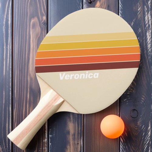 Retro Striped with Name Ping Pong Paddle