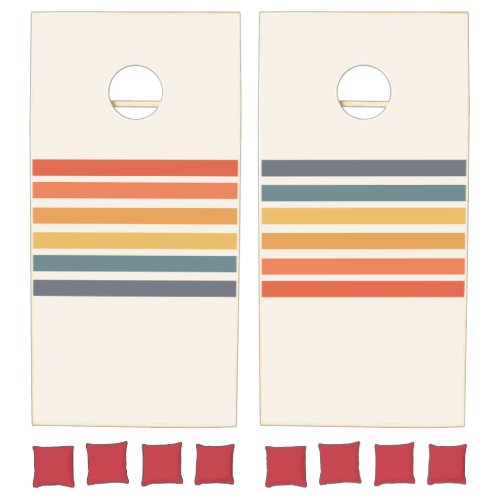 Retro stripes 70s 80s colorful  cornhole set