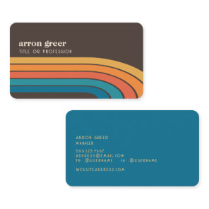Retro Stripes 70's 80s Orange Brown Teal Business Card