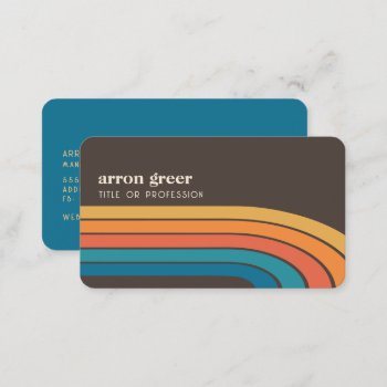 Retro Stripes 70's 80s Orange Brown Teal Business Card by sm_business_cards at Zazzle