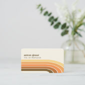 Retro Stripes 70's 80s Orange Gold Tan Business Card (Standing Front)