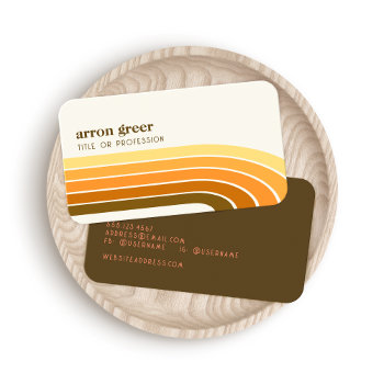 Retro Stripes 70's 80s Orange Gold Tan Business Card by sm_business_cards at Zazzle