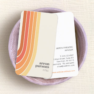 Retro Stripes 70's 80s Orange Yellow Business Card