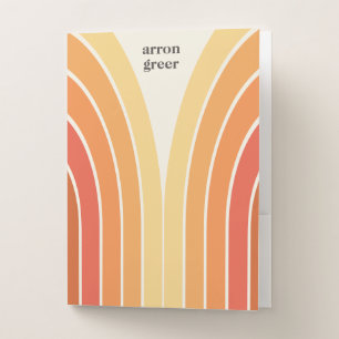 Retro Stripes 70's 80s Orange Yellow Pocket Folder