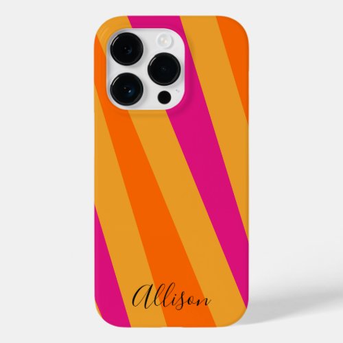 Retro stripes 70s 80s Pink Orange Mustard Groovy Case_Mate iPhone 14 Pro Case