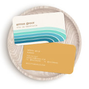 Retro Stripes 70's 80s Teal Blue  Business Card at Zazzle