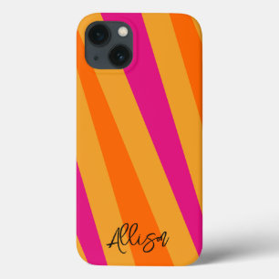 Retro stripes 70s Orange Mustard Groovy iPhone 13 Case