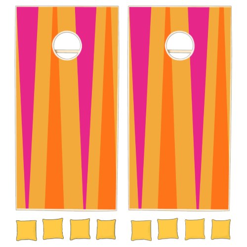 Retro Stripes 70s Orange mustard pink Cornhole Set