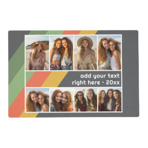 Retro Stripes - 8 Photo Collage Placemat
