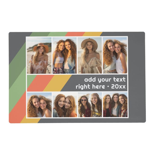 Retro Stripes - 8 Photo Collage Placemat (Front)