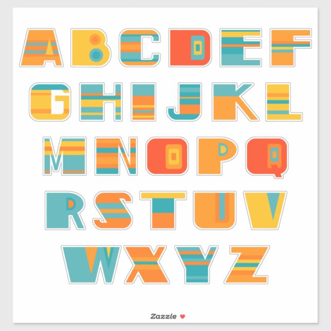 RETRO STRIPES - A to Z - Sticker (Sheet)