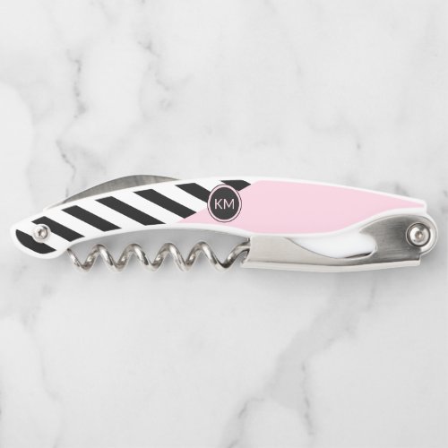 Retro Stripes and Color Block with Your Monogram Waiters Corkscrew