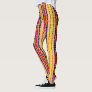 Retro Stripes and Hearts Multi Color Leggings