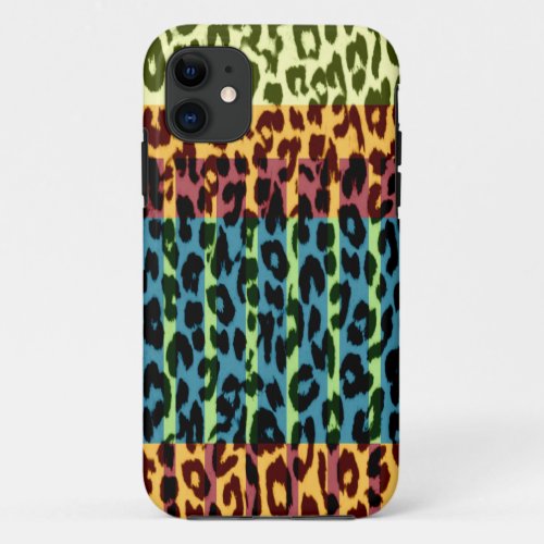 Retro stripes animal print fur skin of leopard iPhone 11 case