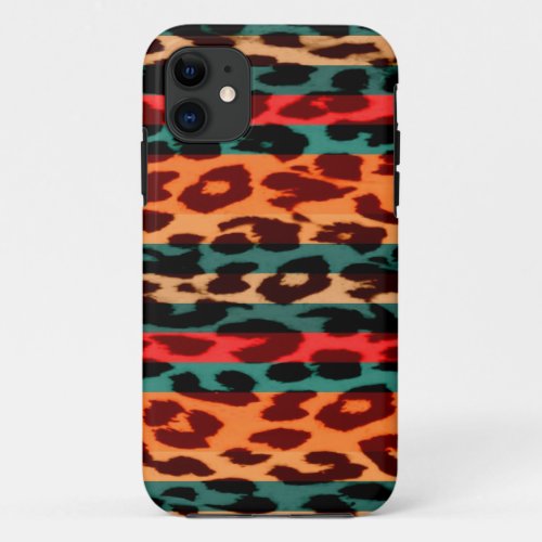 Retro stripes animal print fur skin of leopard iPhone 11 case